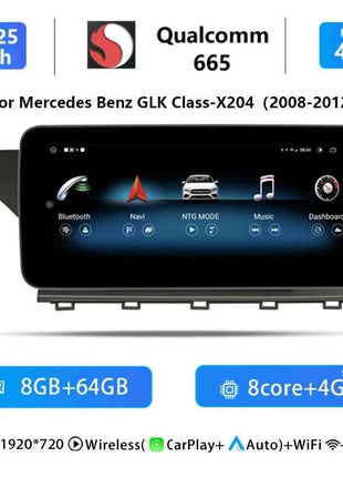 10.25''Android 14 AutoRadio for Mercedes Benz GLK Class X204 2008-2015 Car Multimedia Screen System Player GPS Navi Carplay Auto