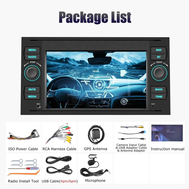 DAB For Ford Transit MK7 Fiesta Fusion Kuga C/S-Max Galaxy Android 15 4+64G Apple Carplay Android Auto Car Stereo GPS WIFI RDS