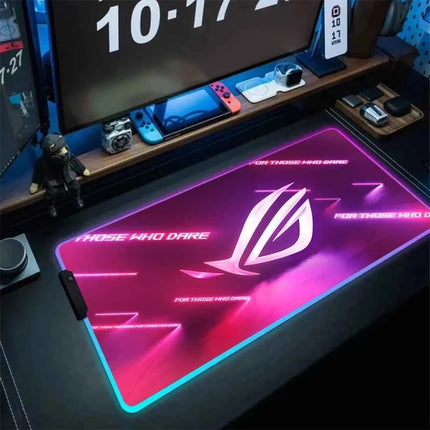 Black Mouse Pad Asus Rgb Gaming Mause Mat Anime Mats Gamer Rug Pc Xxl Cute Pads Large Game Keyboard Carpet Backlight Mousepad