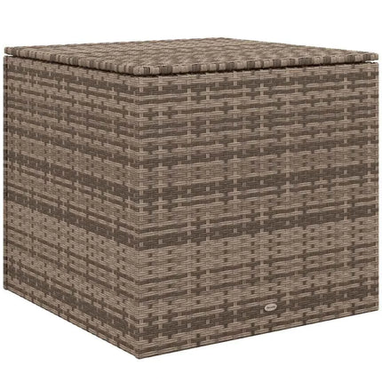 Weatherproof Poly Rattan Garden Storage Box - 75x75x70cm Sand, Gas Lift Lid, Cushion Organizer for Patio & Balcony