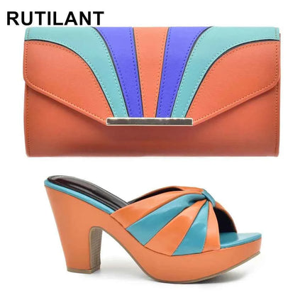 Nuovo arrivo Set di scarpe e borse per donna 2025 Scarpe e borse africane Set coordinato Scarpe da sposa Décolleté con zeppa da sposa per donna