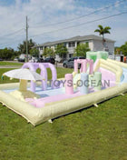 Parco giochi commerciale di moda gonfiabile che rimbalza scivolo d'acqua parco divertimenti percorso ad ostacoli gonfiabile splash pad parco acquatico