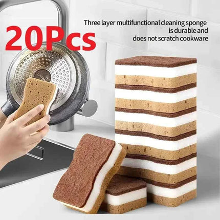 2-20Pcs Three-Layer Seaweed Cleaning Sponges Dishwashing Sponges High-Quality Kitchen Cleaning Cloths Kitchen Cleaning Brushe