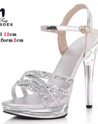 12cm Crystal Glitter Platform Sandals - Non-slip Transparent Wedding Shoes