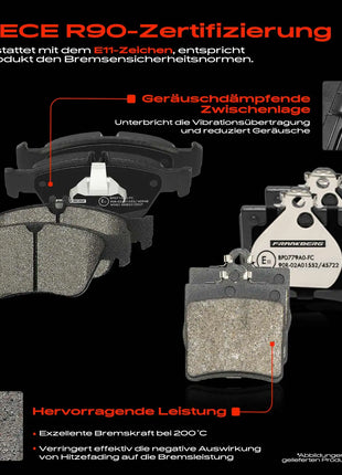 Frankberg 4x Dischi Freno 8x Pastiglie Freno Asse Anteriore Asse Posteriore Per Mercedes-Benz W202 S202 C208 A208 W210 R170 44209120