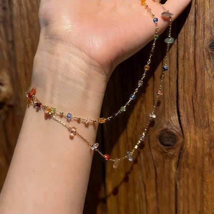 Collana Donna Trendy con Pietre Irregolari Colorate Dopamina, Semplice Catena per Clavicola, Gioielli Moda, Accessori per Feste, Regalo