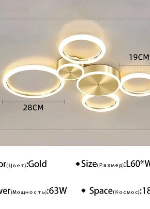 Plafoniera moderna a LED ad anello creativo per la casa, soggiorno, dimmerazione remota, camera da letto, lampadario a soffitto, apparecchio di illuminazione per interni