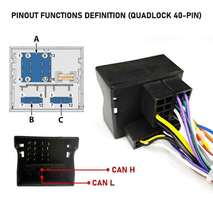 Cablaggio Quadlock 40 Pin con Decoder CAN Bus per MG ZS HS 2017-2019, Supporto SWC, Plug&Play, Adattatore Cavo Android Auto 16 Pin