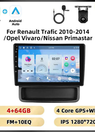Podofo 10.1'' 8Core Car Audio For Renault Trafic 2010-2014/ Opel Vivaro/Nissan Primastar Carplay Android Auto Qualcomm DSP RDS