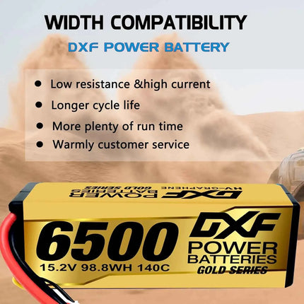 DXF 4S Lipo Battery 15.2V 6500mAh 140C XT90 Plug Hardcase LCG For 1/8 Buggy Graphene Truggy Offroad Car Boat Truck RACING