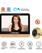 Tuya Smart Wireless Door Camera 2.4G Wifi 4.3-inch Screen 3MP PIR One-Way Audio Digital Peephole for Home Security