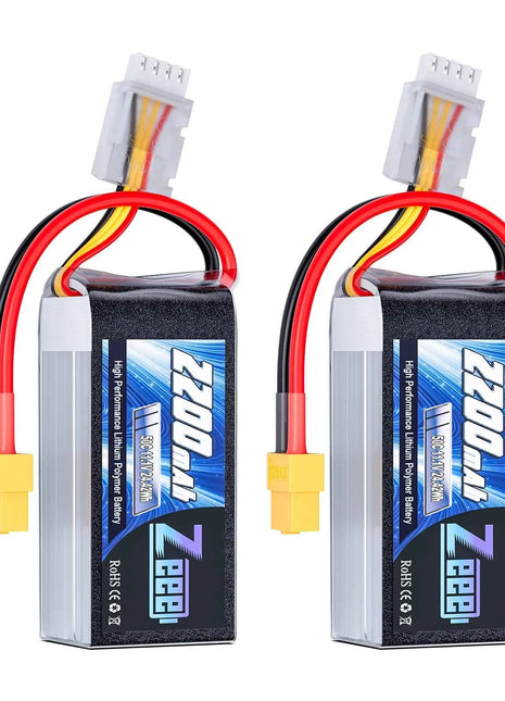 2pcs Zeee 3S 2200mAh Shorty Lipo Battery 11.1V 50C with T/XT60 Plug for RC Car Truck Drone Airplane FPV RC Hobby Models Parts