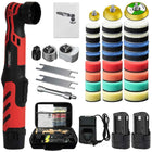 80W 12V Mini Car Polisher Cordless Multi Polisher Car Buffer Polisher 6 Speeds 3 Shafts Car Detailing Tool With 2Pcs Battery
