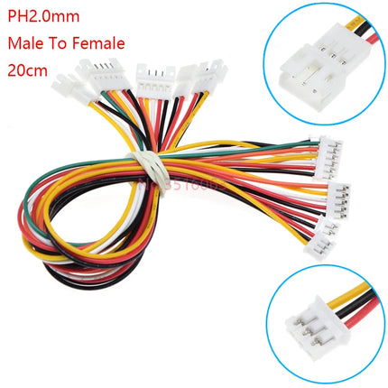 5/10 Pz Micro JST PH 2.0mm Maschio/Femmina Connettore Con Filo 100/200/300mm Cavo 2/3/4/5/6/8/10P Spille Ponticello Linea Per Arduino