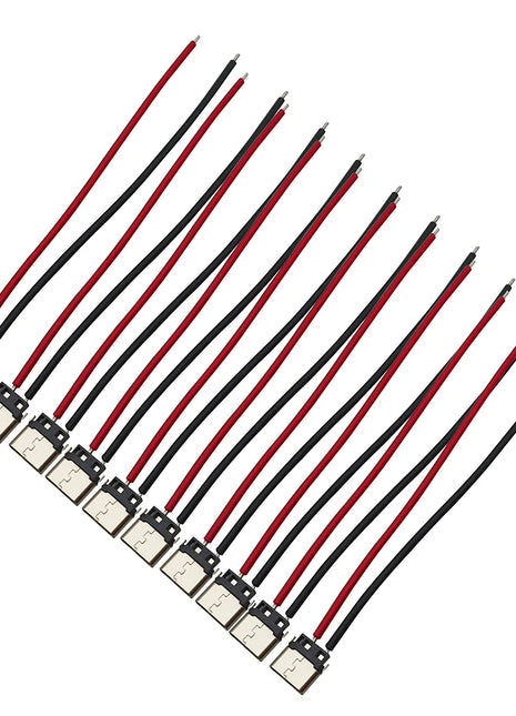2/5/10 Pezzi Connettore USB Tipo C 10cm a 2 Pin Maschio e Femmina per Saldatura, Presa di Ricarica USB-C per Porte di Ricarica di Telefoni Cellulari