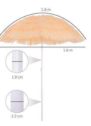 Outsunny Ombrellone da Spiaggia e Giardino a 8 Stecche con Palo Inclinabile e Design Portatile, in Poliestere e Metallo, 1.6x2 m, Beige