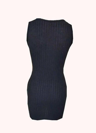 Abito aderente senza maniche elegante con bottoni sul davanti e tasca per abbigliamento da donna primavera estate