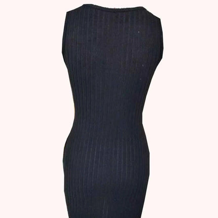 Abito aderente senza maniche elegante con bottoni sul davanti e tasca per abbigliamento da donna primavera estate