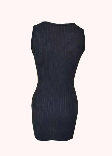 Abito aderente senza maniche elegante con bottoni sul davanti e tasca per abbigliamento da donna primavera estate