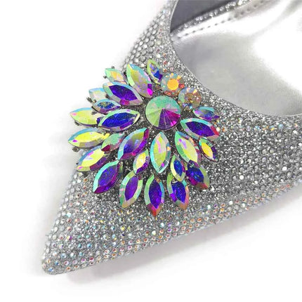 Nuovi arrivi Design speciale colore argento scarpe da donna africane e Set di borse décolleté a punta per la festa di nozze