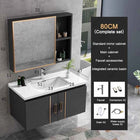 Bathroom Vanity Cabinet Set with Integrated Ceramic Sink Drain Accessories Wall Mounted Aluminum Storage Cabinet Mirror Combo