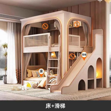 Customizable bunk beds Small apartment sibling bed High and low child and mother slide Space capsule Roof bed