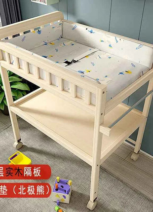 Baby Solid Wood Diaper Changing Table Multi-functional Bathing Massage Touching and Nursing Table for Newborns Movable