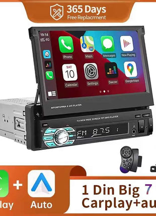 1 Din MP5 Player 7 Inch Carplay Android Auto Universal  Manual Automatic Retractable Touch Screen Car Player FM Radio