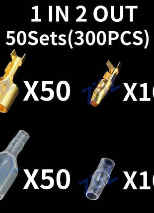 25 50sets 4.0mm bullet Crimp terminal car electrical wire connector diameter Female+Male+sheath Case Cold press terminal 1in2out