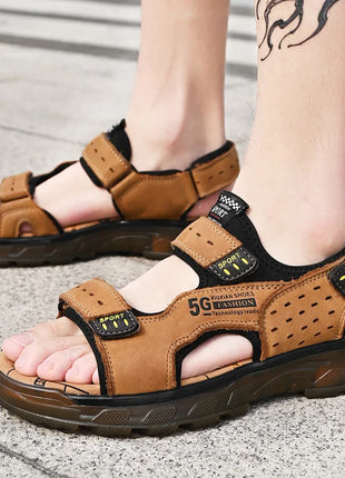 2023 Men's Leather Sandals Summer Shoes Men Casual Comfortable Men's Barefoot Sandals Pentoufle Homme Men's Summer Sandals
