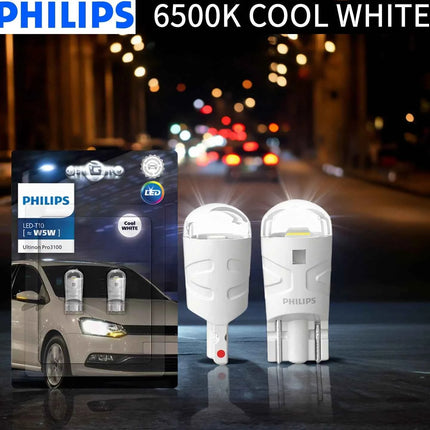 Philips Ultinon Pro3100 LED T10 W5W 6500K Cool White New Style Car Interior/parking Light Turn Signals Lamps 11961CU31B2, Pair