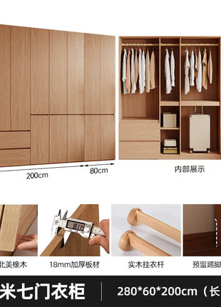 Armadio in Legno Massello di Rovere — Stile Nordico Scandinavo | Guardaroba Modulare per Camera da Letto