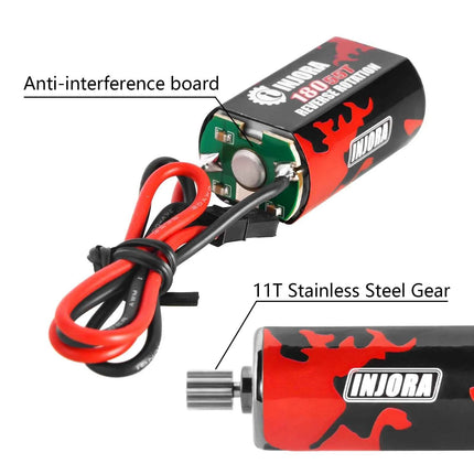 INJORA 180 Brushed Motor 48T 55T with Stainless Steel Pinion for 1/18 RC Crawler TRX4M Upgrade (INM11)