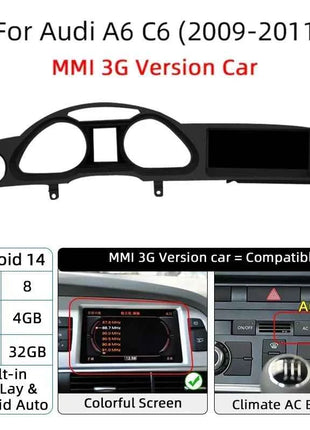 Android 14 Auto Radio CarPlay For Audi A6 C6 4f  For Audi Q7 4L 2005-2015 MMI 2G 3G GPS Car Multimedia Player Navi Stereo DSP