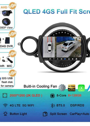 Android16 Radio Qled For BMW MINI Cooper R56 R60 2007 - 2014 Car intelligent systems Navigation GPS Carplay Android auto WIFI+5G