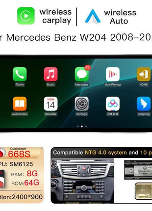 12.3"Android 14 Car Multimedia For MercedesBenz W204 W205 2007-2018 Wireless Auto Radio Player Stereo Screen Head Unit Carplay