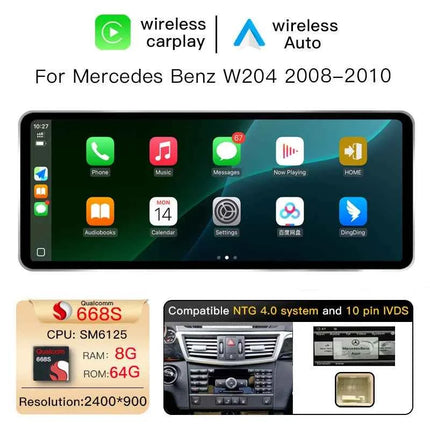 12.3"Android 14 Car Multimedia For MercedesBenz W204 W205 2007-2018 Wireless Auto Radio Player Stereo Screen Head Unit Carplay