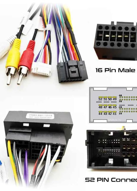 Adattatore per cablaggio autoradio CAN Bus Decoder connettore RCA cavo di cablaggio da 16Pin a 52 Pin per Jeep Renegade Cherokee Compass Wrangler