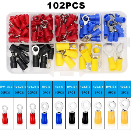 Connettore cavo isolato Cavo elettrico a crimpare Anello di testa a forcella Set anello Cappe a crimpare elettriche Terminali arrotolati Kit assortito