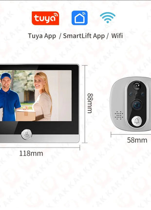 Tuya 1080P WiFi Door Bell Camera Google Alexa Smart Life Video Peephole PIR Motion Detector Digital Door Viewer con citofono