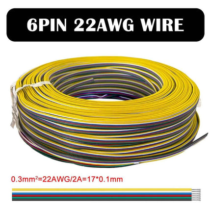 1m/5m/10m 2PIN 3PIN 5PIN 6PIN LED Wire Cable 22AWG Electric Wires Extension For WS2812B WS2811 5050 RGB RGBW LED Strip Light