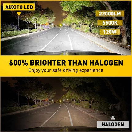 AUXITO 2x Canbus H7 LED Bulb 22000LM 120W Error Free 1:1 Mini Size Head Lamp Wireless Super Bright 6500K White H7 Headlight