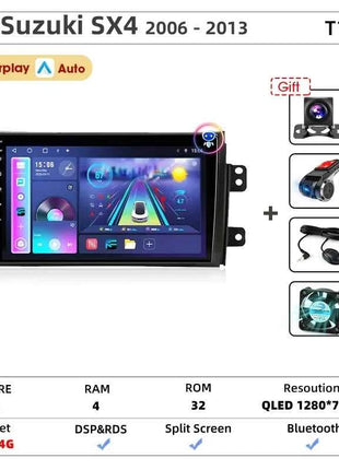 Srnubi Car Radio For Suzuki SX4 Cross 2006-2013 For Fiat Sedici Carplay Android Auto Radio Multimedia Player 4G Wifi GPS 2 Din