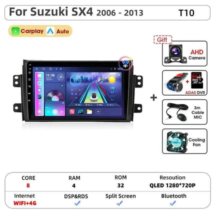 Srnubi Car Radio For Suzuki SX4 Cross 2006-2013 For Fiat Sedici Carplay Android Auto Radio Multimedia Player 4G Wifi GPS 2 Din