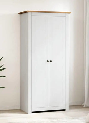 Armadio Bianco 80x50x171,5 cm in Pino Massiccio, Collezione Panama, Armadio in Legno di Pino Bianco con Ripiani e Asta Appendiabiti per Camera da Letto