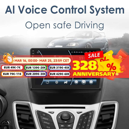 For Ford Fiesta Mk7 2009-2017 Wireless CarPlay for Apple Android Auto Car Radio GPS RDS WiFi 4G 8Core Multimedia Stereo 2din SWC