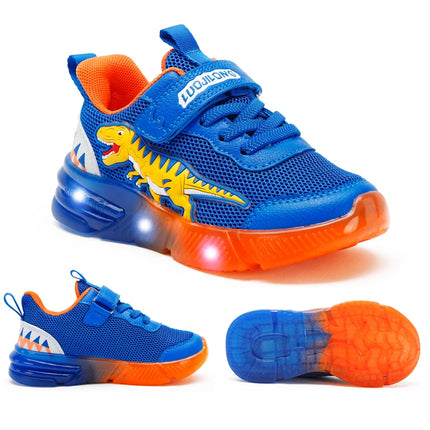 EXDINO Dinosauro Bambini piccoli Primavera Autunno Scarpe luminose a LED Bambini Spinosaurus Ragazzi Glowing Scarpe da ginnastica sportive casual antiscivolo