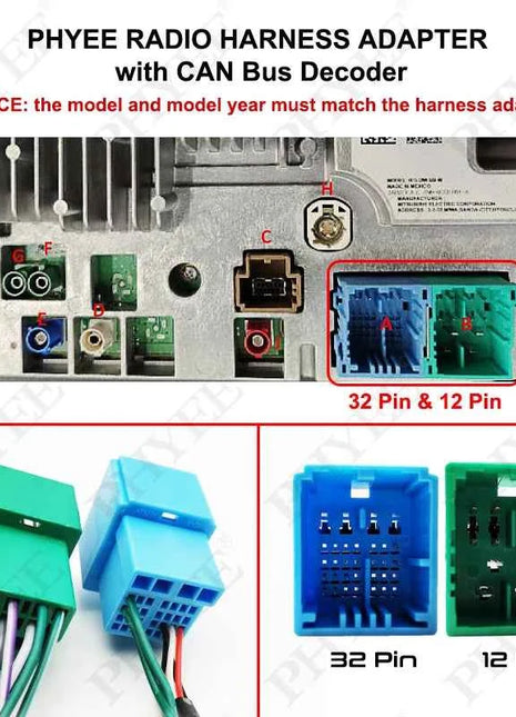 Adattatore per cablaggio Radio CAN Bus Decoder Box spina a 16 Pin a 12Pin convertitore per cavo a 32Pin per Jeep Renegade Compass Commander