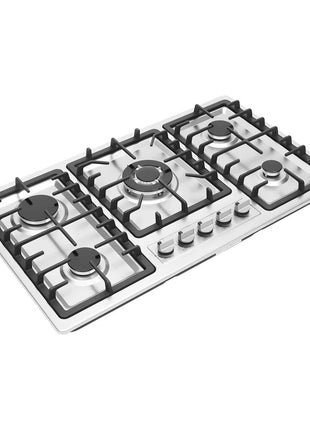 5 Burner Gas Stove Stainless Steel Gas Cooktop 1-3.3KW Gas Stove Electronic Pulse Ignition Built-in Gas Hob 2000Pa Gas Cooktop