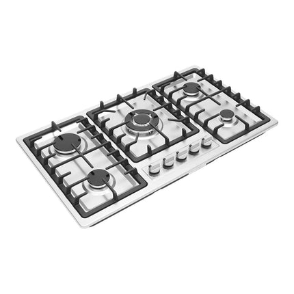 5 Burner Gas Stove Stainless Steel Gas Cooktop 1-3.3KW Gas Stove Electronic Pulse Ignition Built-in Gas Hob 2000Pa Gas Cooktop